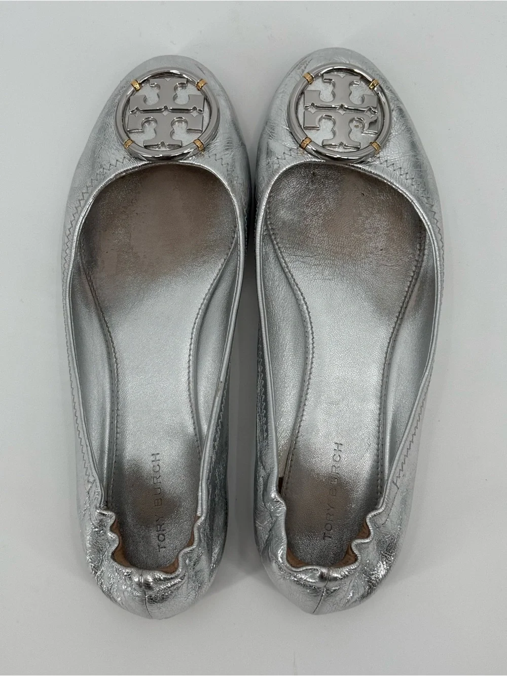 Tory Burch Minnie Travel Metallic Ballet Flats 6.5